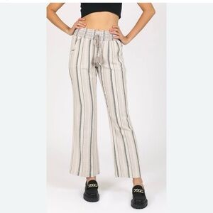 Sound/Style Women's Striped Smocked Waist Linen Pants size Large